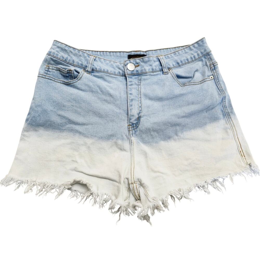 Vintage Fury 6 High Rise Bleach Cut Off Two-Tone Denim Jean SHORTS Hobo